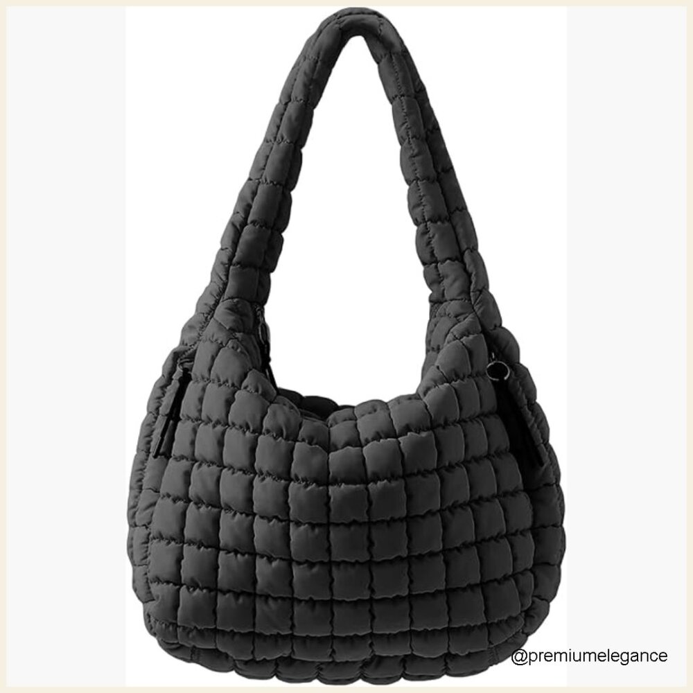 Large Quilted Puffer Tote Hobo Bag Nylon Crossbody Shoulder Carryall